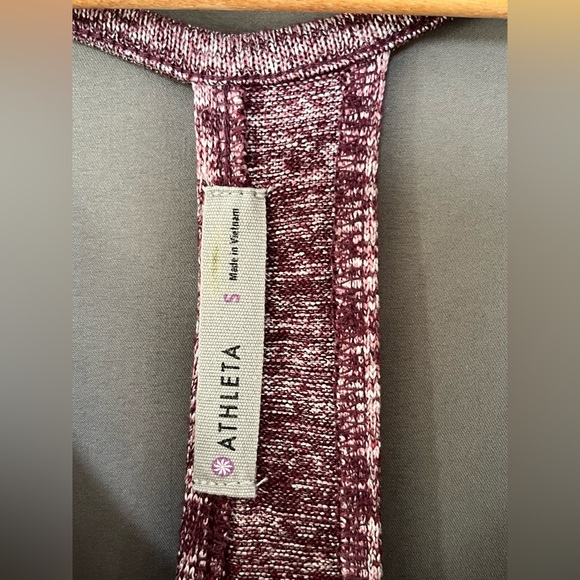 Athleta Women's S Pose Crossover T-Back Blouse Marled Knit Stretch Top Burgundy - Picture 5 of 5